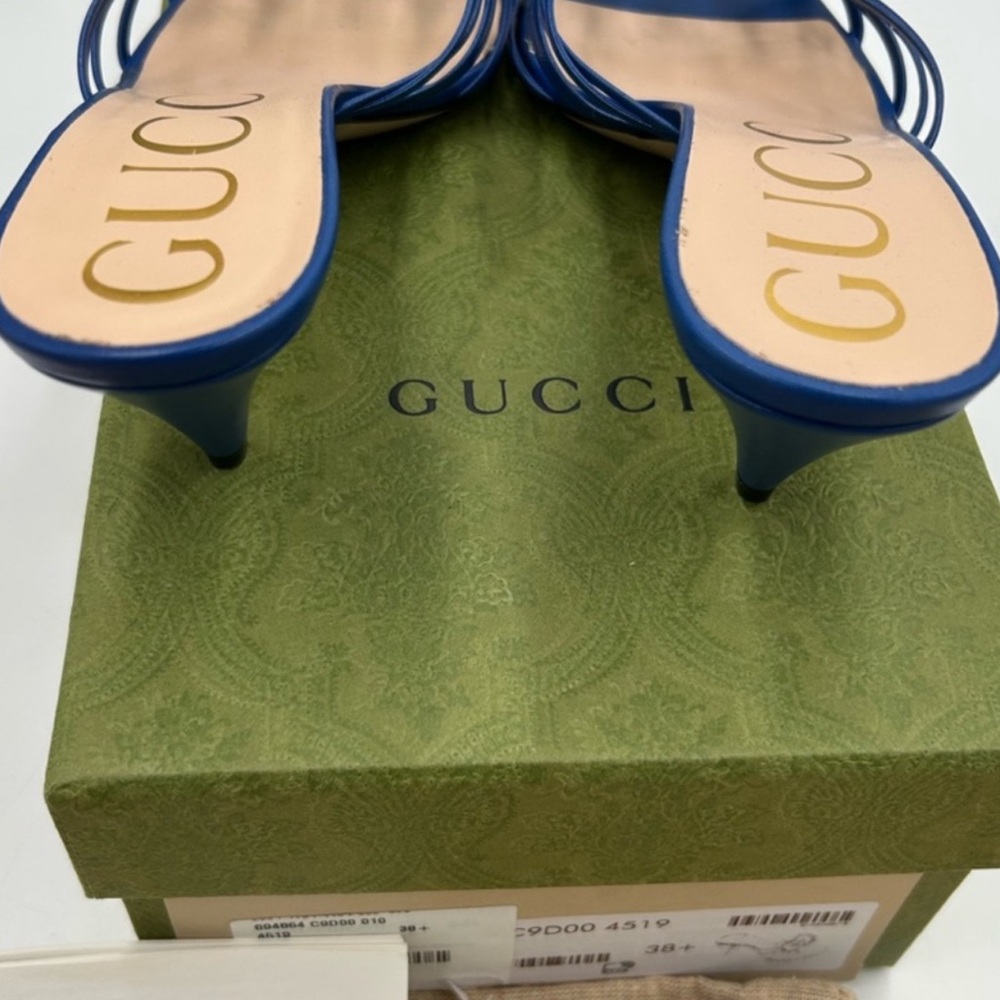 Gucci Women's crystal GG Blue Mules. Size 38.5 - Picture 5 of 6
